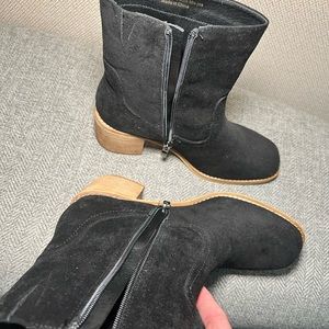 Booties brand new never worn black suede 2.5 heel side zip